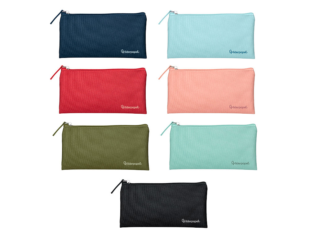 ESTOJO ESCOLAR LIDERPAPEL PLANO LARGO UM FECHO 200X100 MM EXPOSITOR CORES SORTIDAS 18 UNIDADES