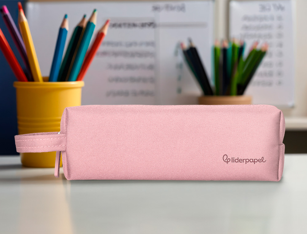 ESTOJO ESCOLAR LIDERPAPEL CLASSIC RETANGULAR COM ASA 210X70 MM ROSA