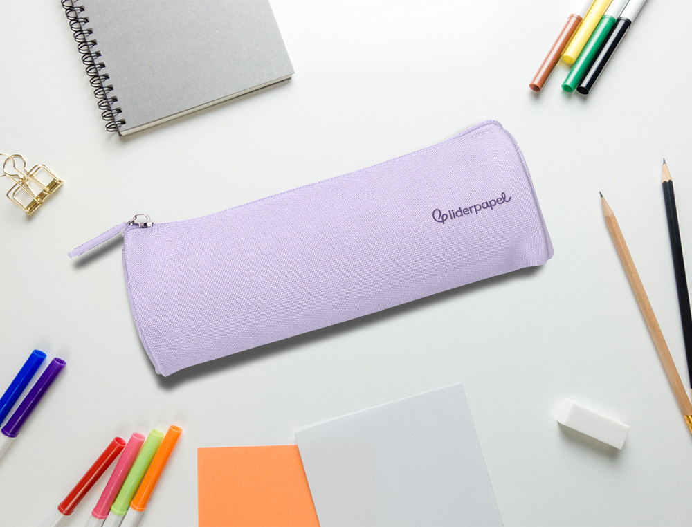 ESTOJO ESCOLAR LIDERPAPEL CILINDRICO LARGO 210X70 MM LILAS