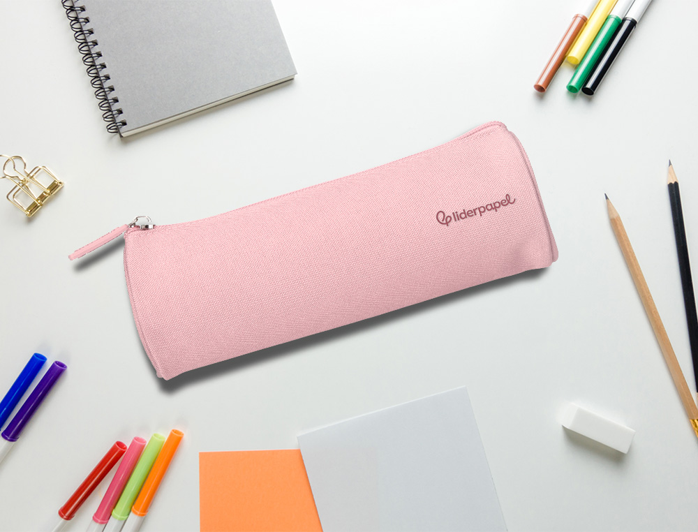 ESTOJO ESCOLAR LIDERPAPEL CILINDRICO LARGO 210X70 MM ROSA