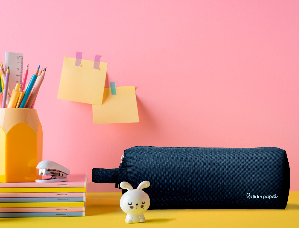 ESTOJO ESCOLAR LIDERPAPEL CLASSIC RETANGULAR COM ASA 2 FECHOS 210X80 MM AZUL MARINHO