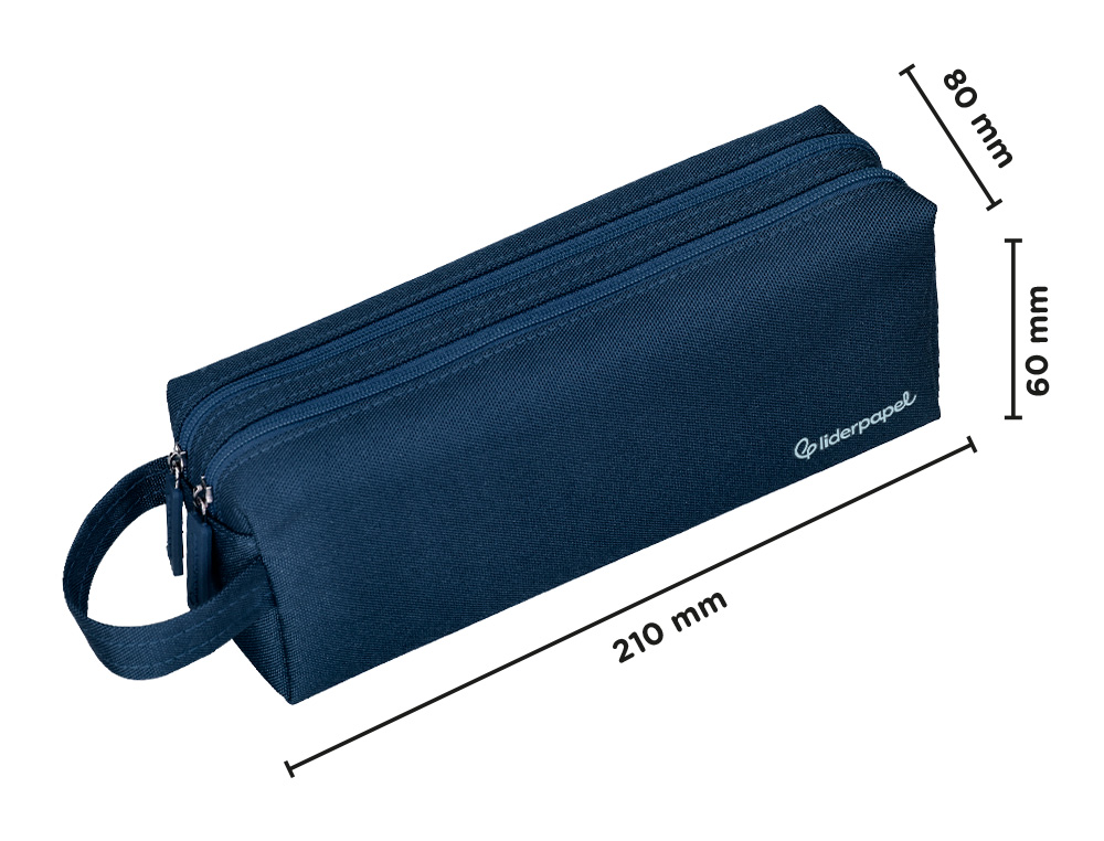 ESTOJO ESCOLAR LIDERPAPEL CLASSIC RETANGULAR COM ASA 2 FECHOS 210X80 MM AZUL MARINHO