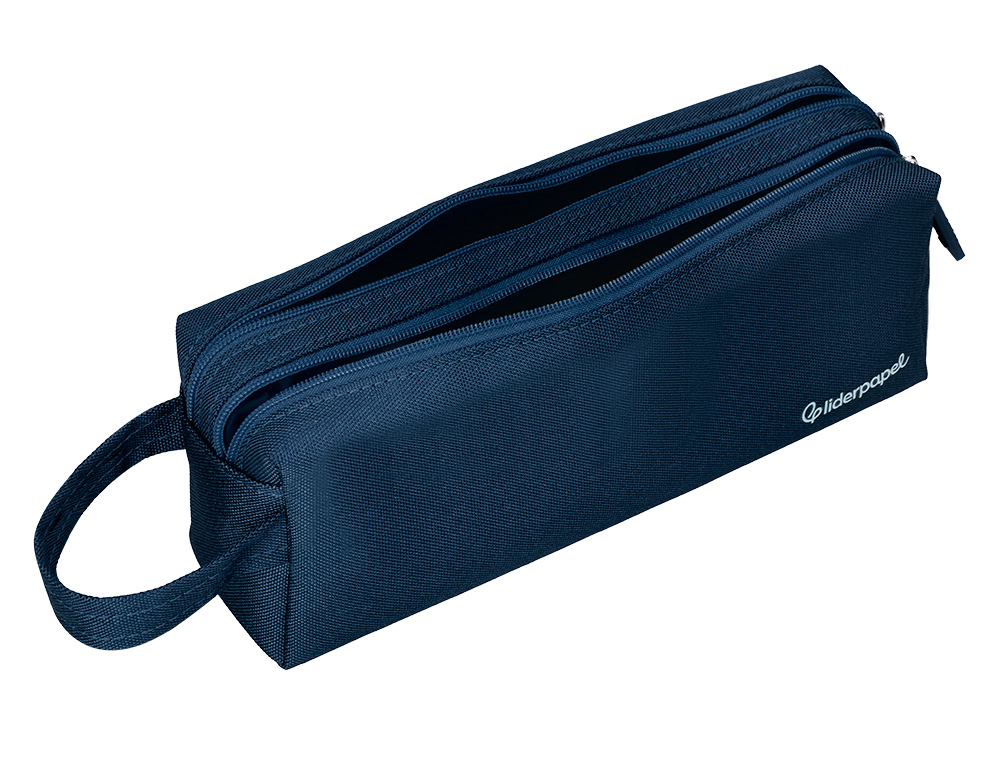 ESTOJO ESCOLAR LIDERPAPEL CLASSIC RETANGULAR COM ASA 2 FECHOS 210X80 MM AZUL MARINHO