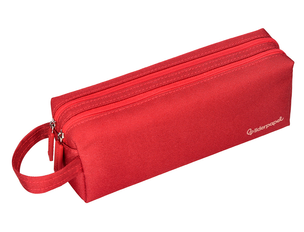 ESTOJO ESCOLAR LIDERPAPEL RETANGULAR COM ASA 2 FECHOS 210X80 MM VERMELHO
