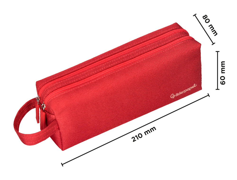 ESTOJO ESCOLAR LIDERPAPEL RETANGULAR COM ASA 2 FECHOS 210X80 MM VERMELHO