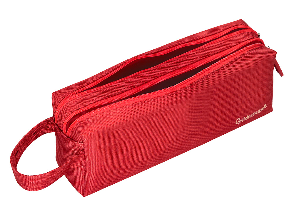 ESTOJO ESCOLAR LIDERPAPEL RETANGULAR COM ASA 2 FECHOS 210X80 MM VERMELHO