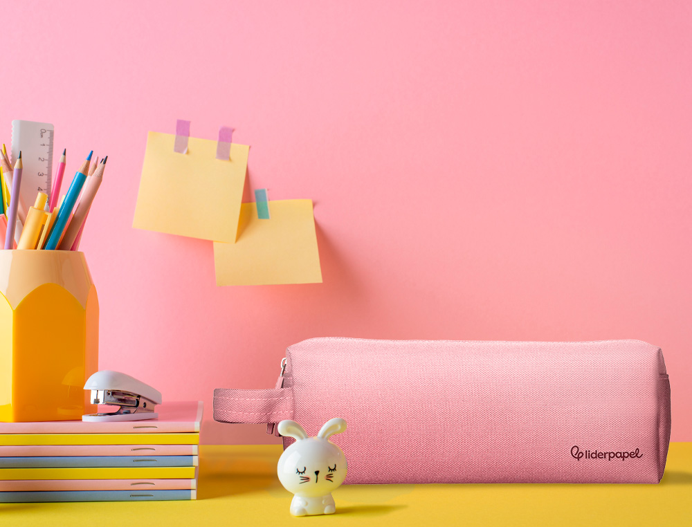 ESTOJO ESCOLAR LIDERPAPEL CLASSIC RETANGULAR COM ASA 2 FECHOS 210X80 MM ROSA