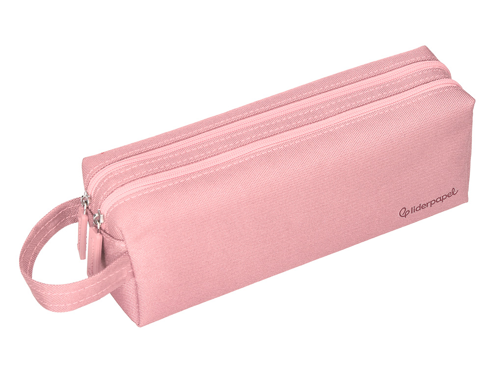 ESTOJO ESCOLAR LIDERPAPEL CLASSIC RETANGULAR COM ASA 2 FECHOS 210X80 MM ROSA