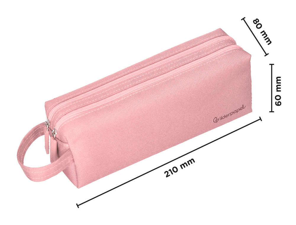 ESTOJO ESCOLAR LIDERPAPEL CLASSIC RETANGULAR COM ASA 2 FECHOS 210X80 MM ROSA