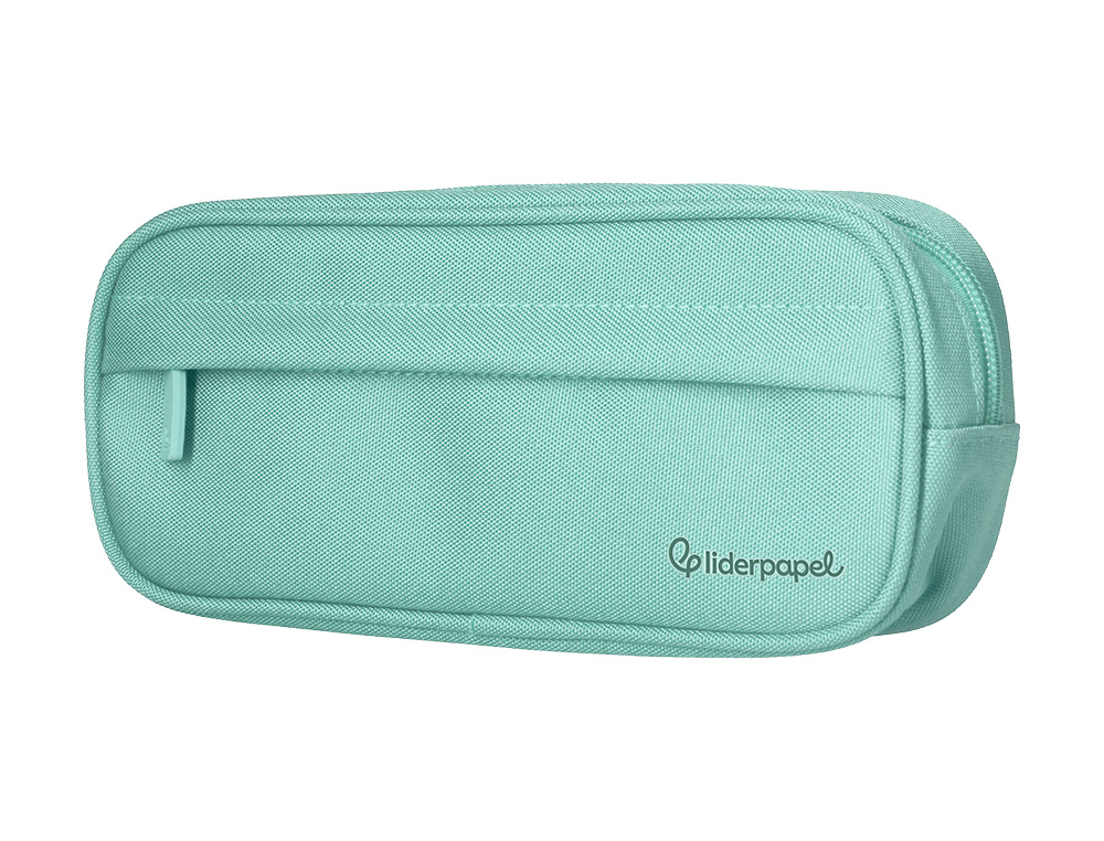 ESTOJO ESCOLAR LIDERPAPEL OVALADO 2 FECHOS COM BOLSO FRONTAL 210X90 MM VERDE MACA