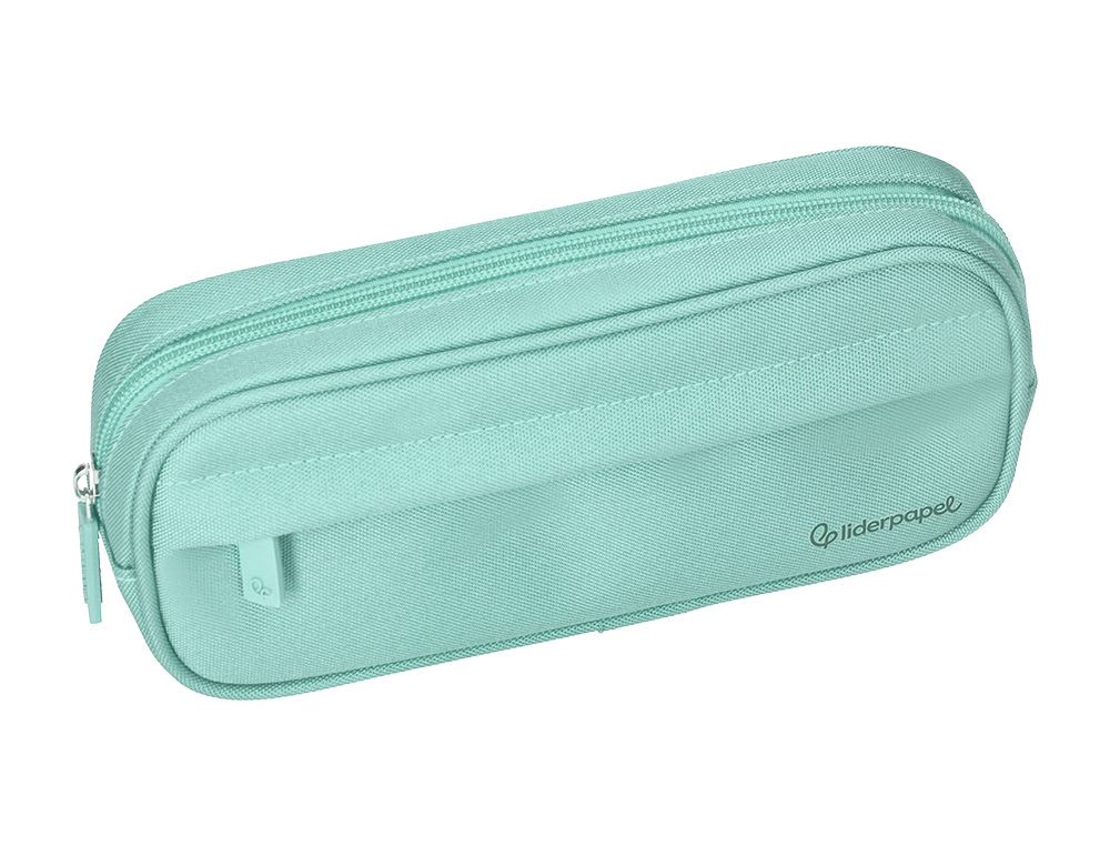 ESTOJO ESCOLAR LIDERPAPEL OVALADO 2 FECHOS COM BOLSO FRONTAL 210X90 MM VERDE MACA