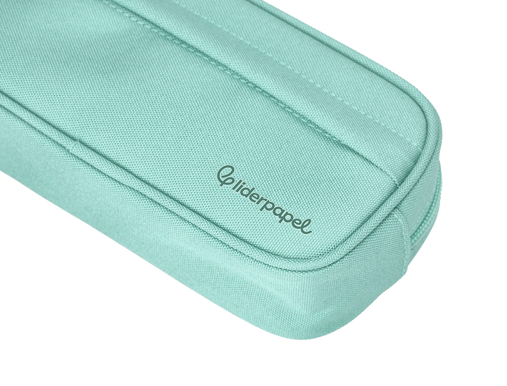ESTOJO ESCOLAR LIDERPAPEL OVALADO 2 FECHOS COM BOLSO FRONTAL 210X90 MM VERDE MACA
