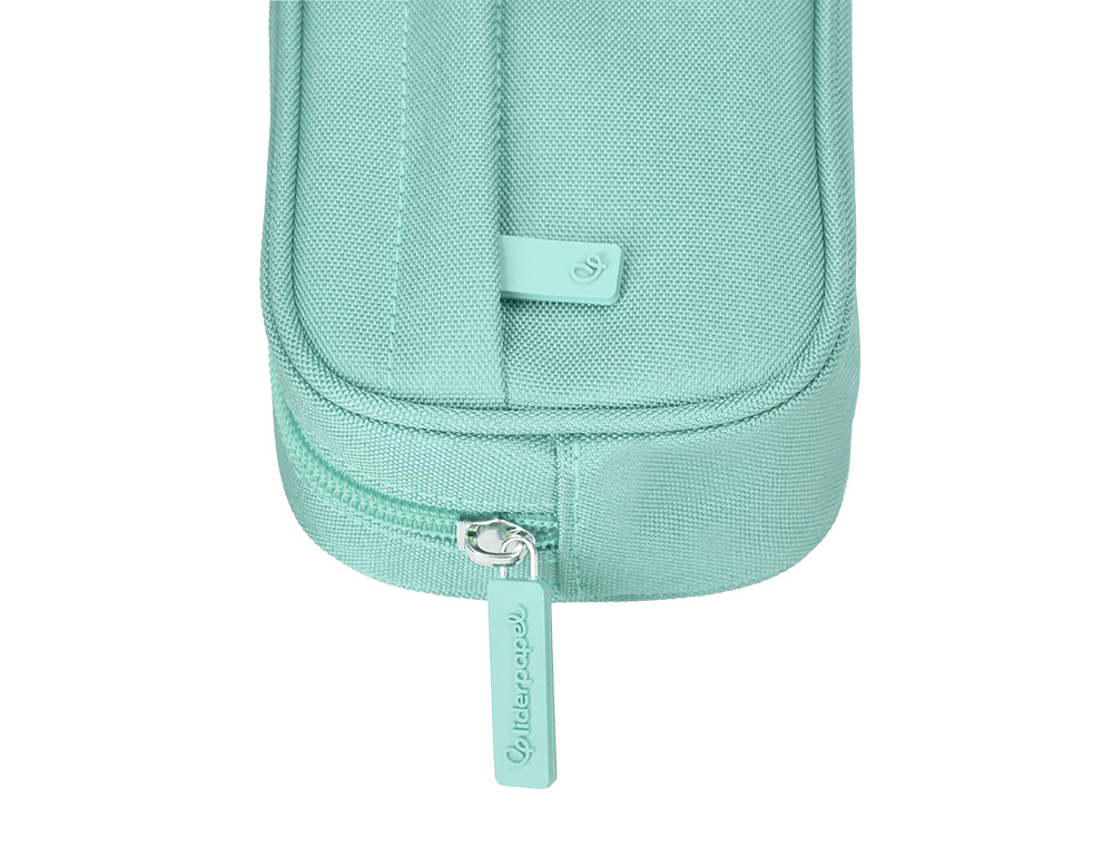 ESTOJO ESCOLAR LIDERPAPEL OVALADO 2 FECHOS COM BOLSO FRONTAL 210X90 MM VERDE MACA