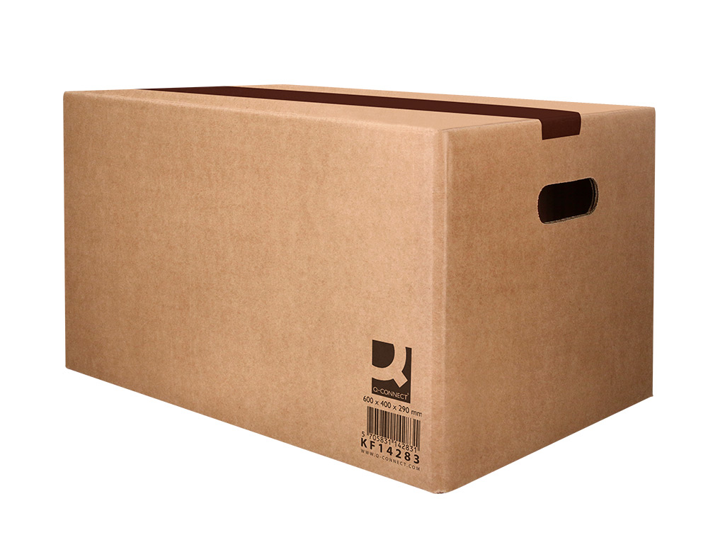 CAIXA PARA EMBALAR Q-CONNECT AMERICANA COM ASAS CARTAO CANAL SIMPLES 5 MM COR KRAFT 600X400X290 MM