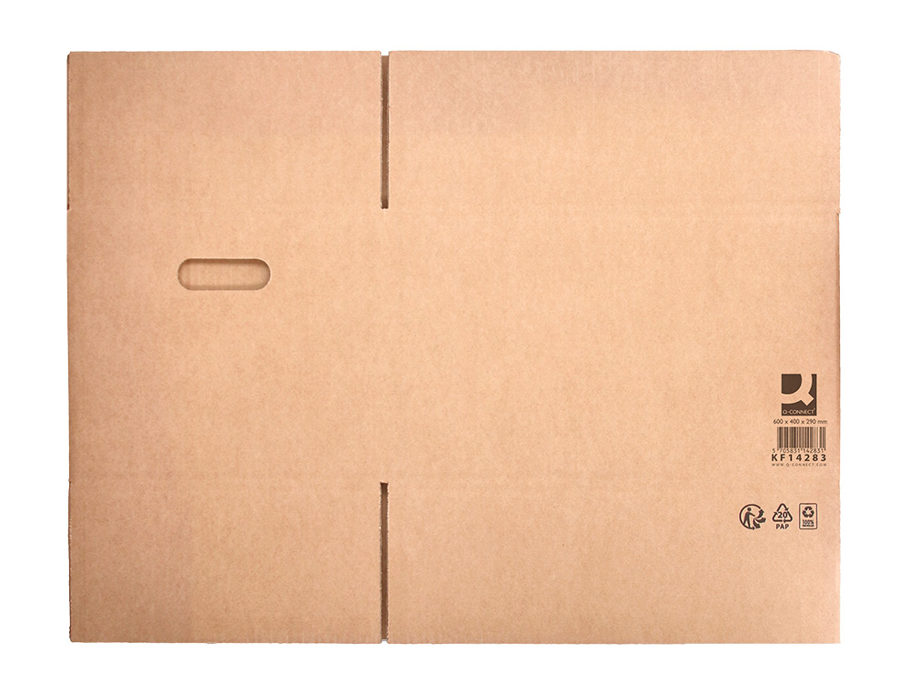 CAIXA PARA EMBALAR Q-CONNECT AMERICANA COM ASAS CARTAO CANAL SIMPLES 5 MM COR KRAFT 600X400X290 MM