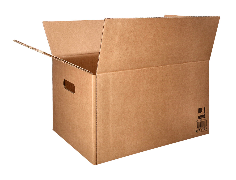 CAIXA PARA EMBALAR Q-CONNECT AMERICANA COM ASAS CARTAO CANAL SIMPLES 5 MM COR KRAFT 600X400X290 MM