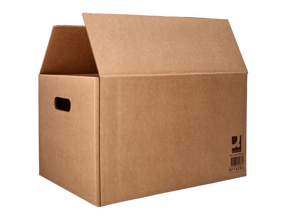 CAIXA PARA EMBALAR Q-CONNECT AMERICANA COM ASAS CARTAO CANAL SIMPLES 5 MM COR KRAFT 600X400X290 MM