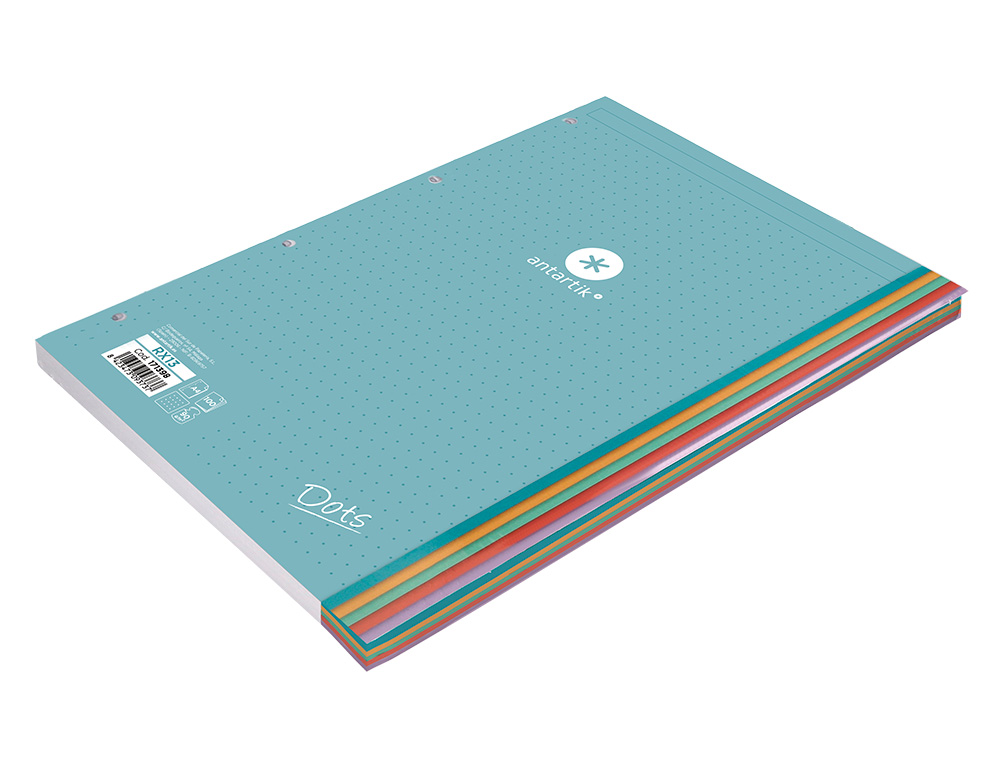 RECARGA LIDERPAPEL ANTARTIK DOTS A4 100 FOLHAS 90 GR PONTILHADO 4 FUROS BANDAS DE 5 CORES
