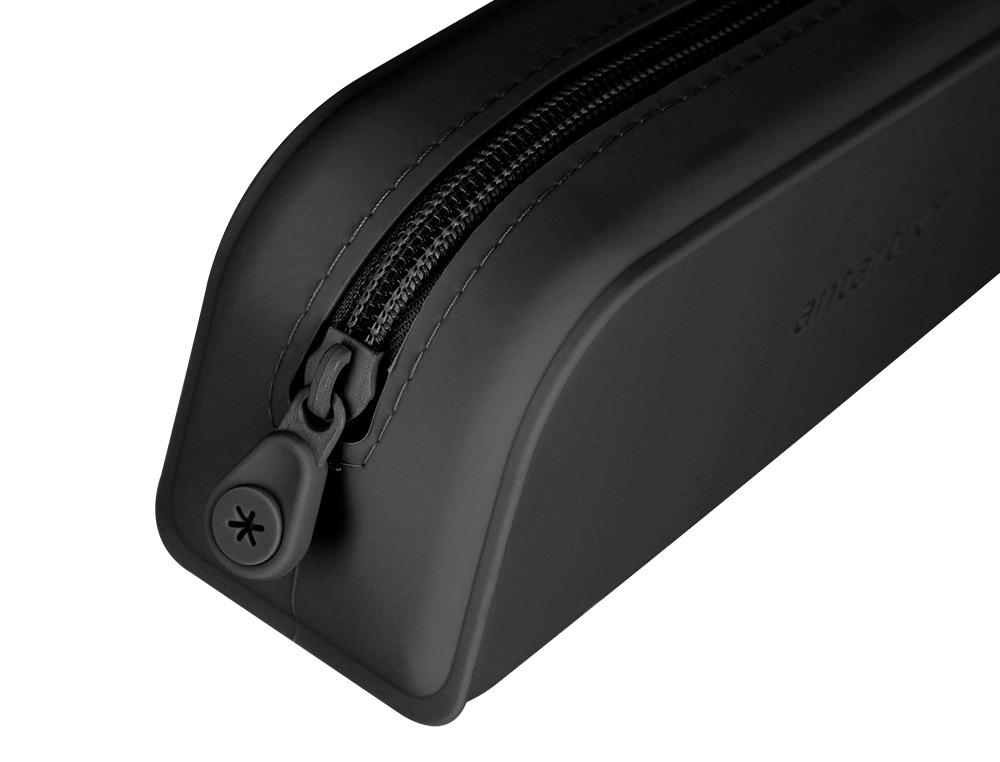 ESTOJO ESCOLAR ANTARTIK PRISMA SILICONE SOFT RETANGULAR 185X50X75 MM PRETO