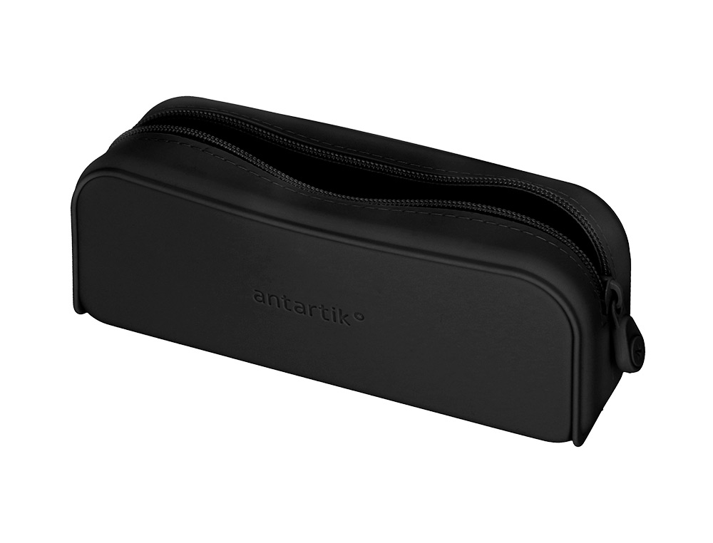 ESTOJO ESCOLAR ANTARTIK PRISMA SILICONE SOFT RETANGULAR 185X50X75 MM PRETO