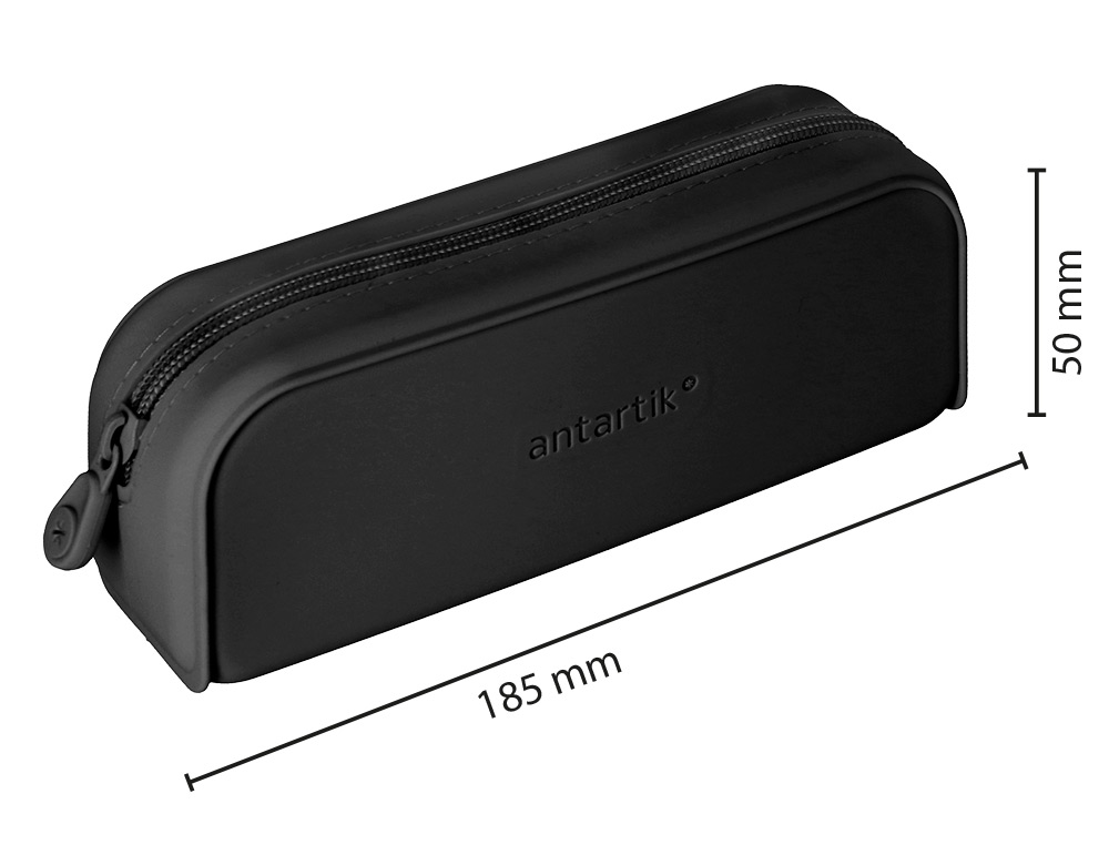 ESTOJO ESCOLAR ANTARTIK PRISMA SILICONE SOFT RETANGULAR 185X50X75 MM PRETO