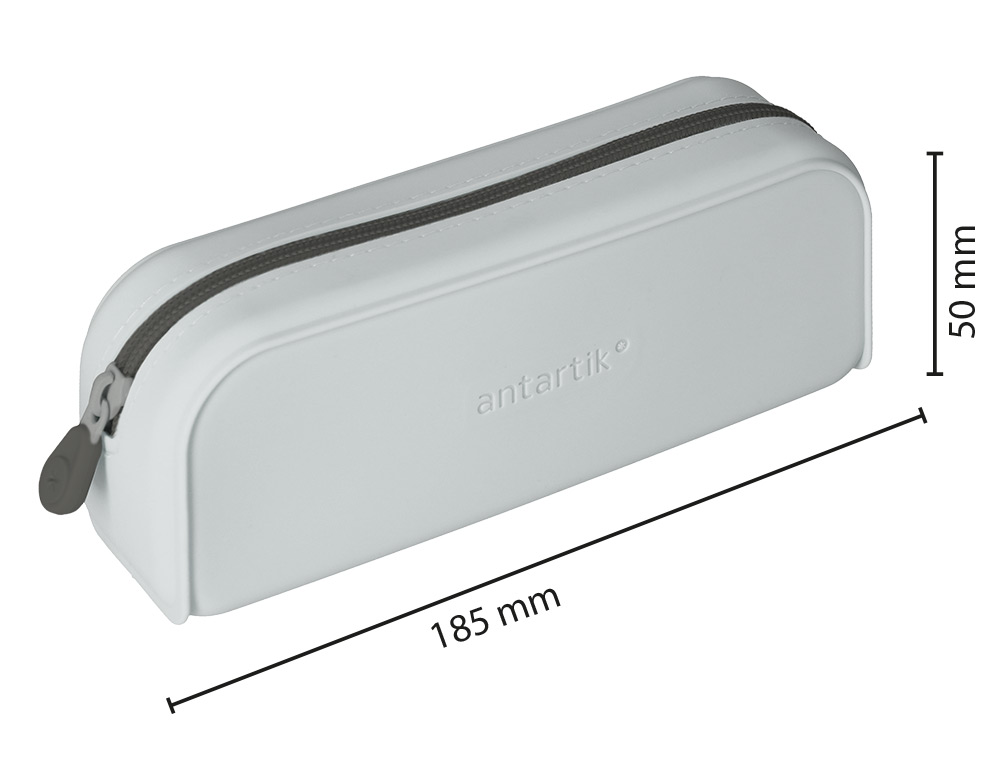 ESTOJO ESCOLAR ANTARTIK PRISMA SILICONE SOFT RETANGULAR 185X50X75 MM CINZA