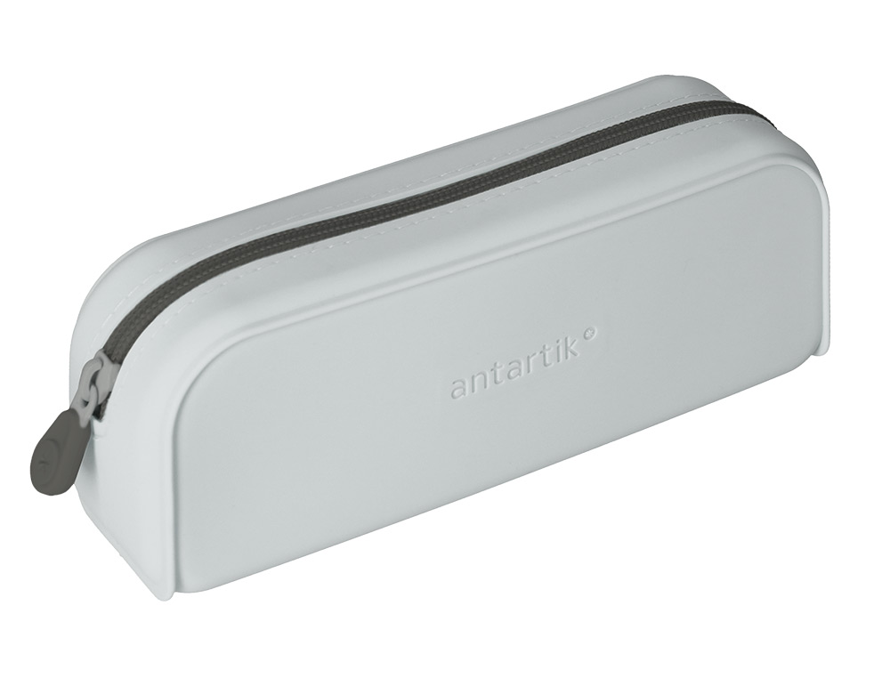 ESTOJO ESCOLAR ANTARTIK PRISMA SILICONE SOFT RETANGULAR 185X50X75 MM CINZA