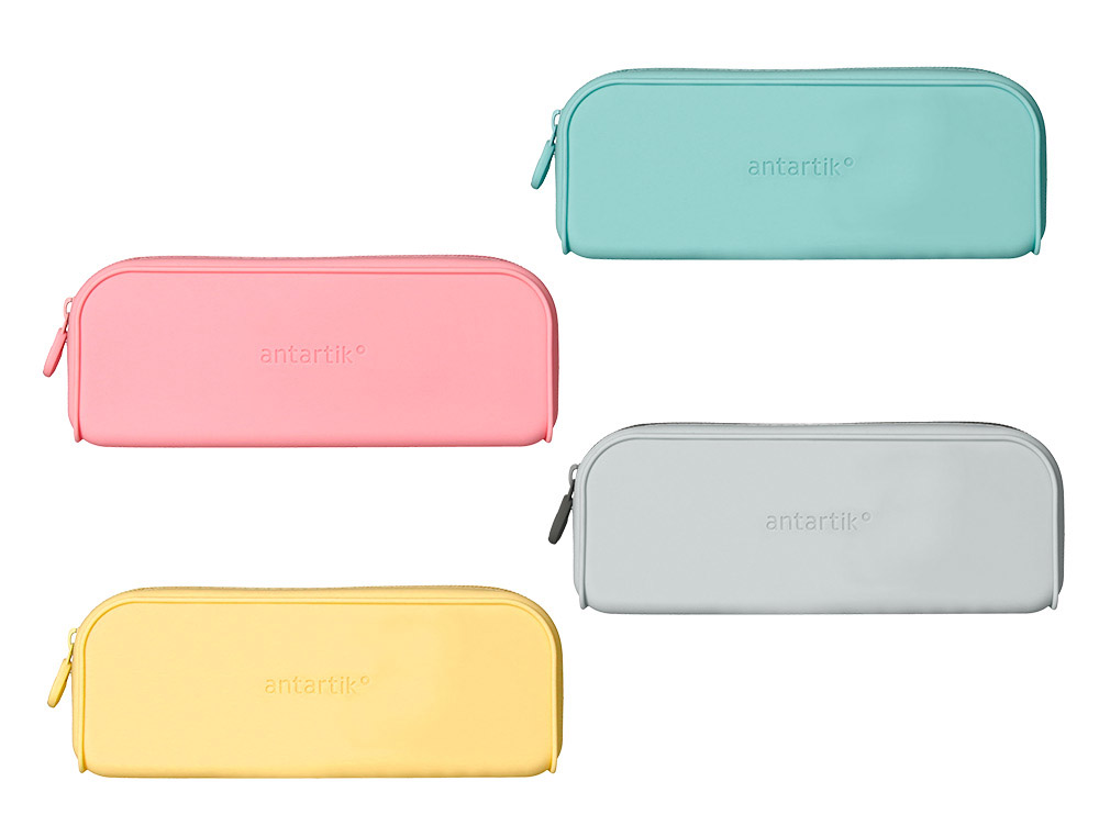 ESTOJO ESCOLAR ANTARTIK PRISMA SILICONE SOFT RETANGULAR 185X50X75 MM EXPOSITOR DE 8 UNIDADES CORES PASTEL