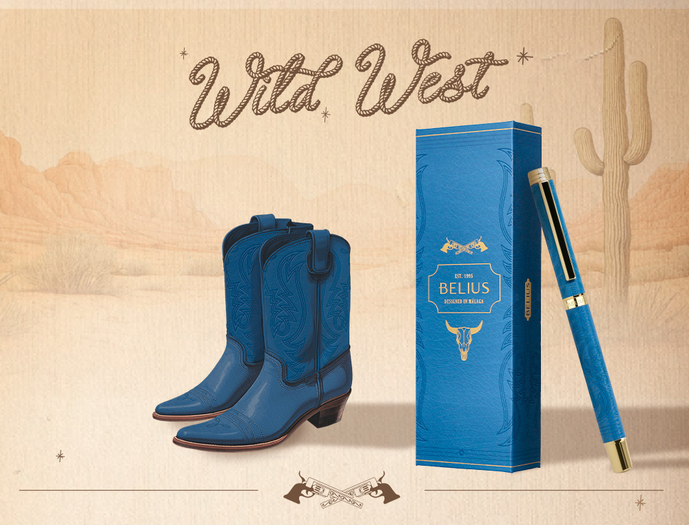 ROLLER BELIUS WILD WEST ALUMINIO COR AZUL MARINHO DOURADO TINTA COR PRETO CAIXA DE DESIGN