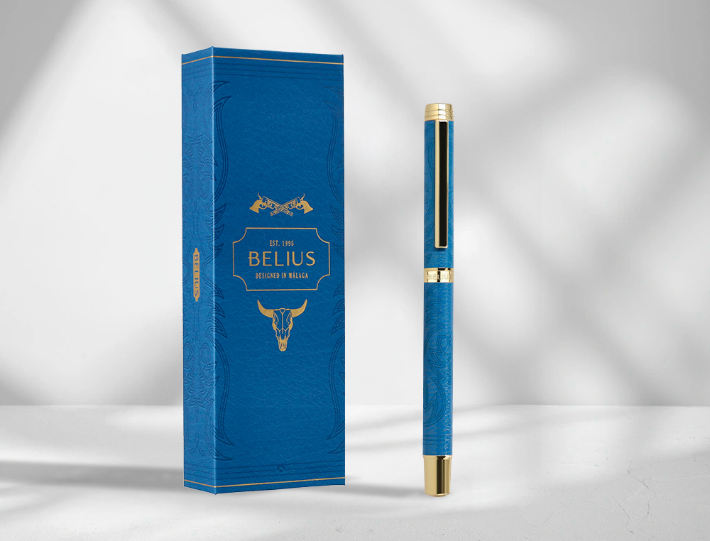 ROLLER BELIUS WILD WEST ALUMINIO COR AZUL MARINHO DOURADO TINTA COR PRETO CAIXA DE DESIGN