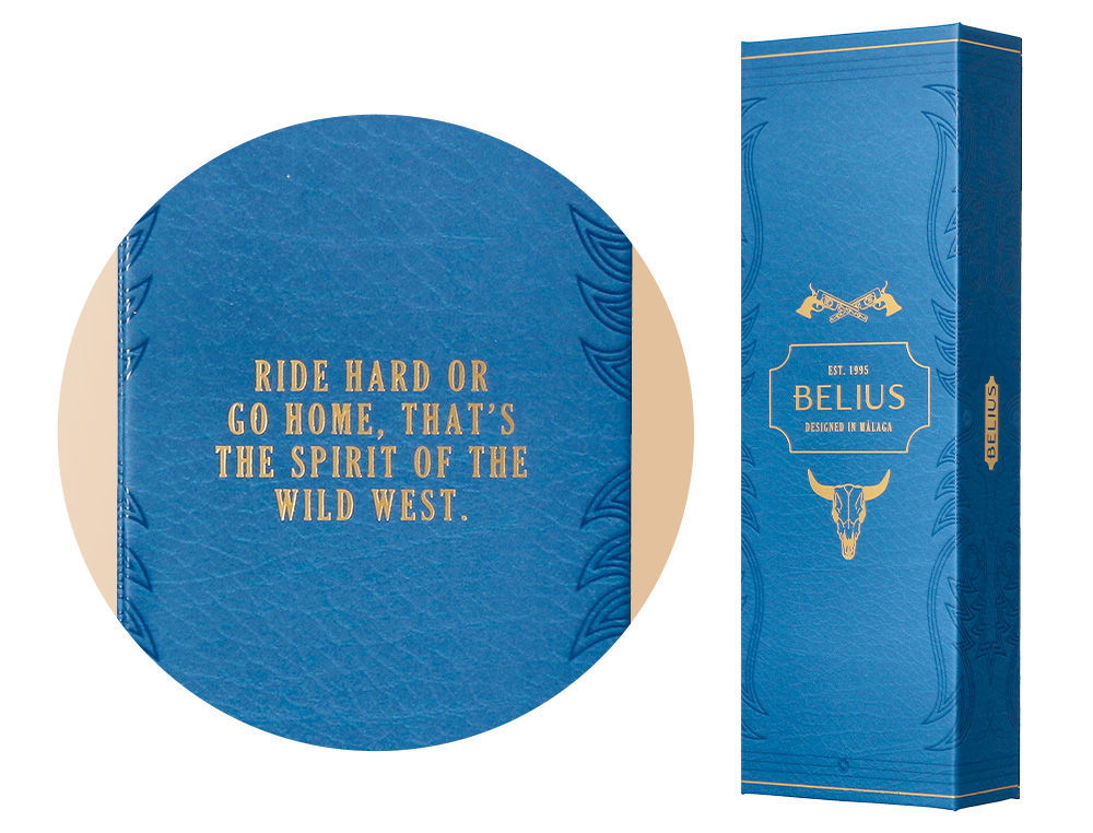 ROLLER BELIUS WILD WEST ALUMINIO COR AZUL MARINHO DOURADO TINTA COR PRETO CAIXA DE DESIGN