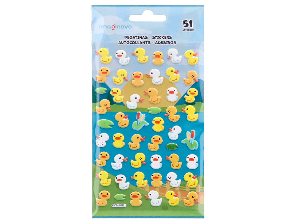 AUTOCOLANTES IMAGINOVO CUTE ANIMALS PATOS COM RELEVO 190X105 MM EM BLISTER
