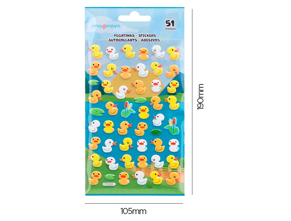 AUTOCOLANTES IMAGINOVO CUTE ANIMALS PATOS COM RELEVO 190X105 MM EM BLISTER