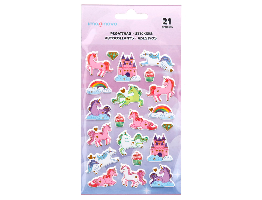 AUTOCOLANTES IMAGINOVO UNICORNIOS MAGIC DREAMS COM RELEVO 190X105 MM EM BLISTER