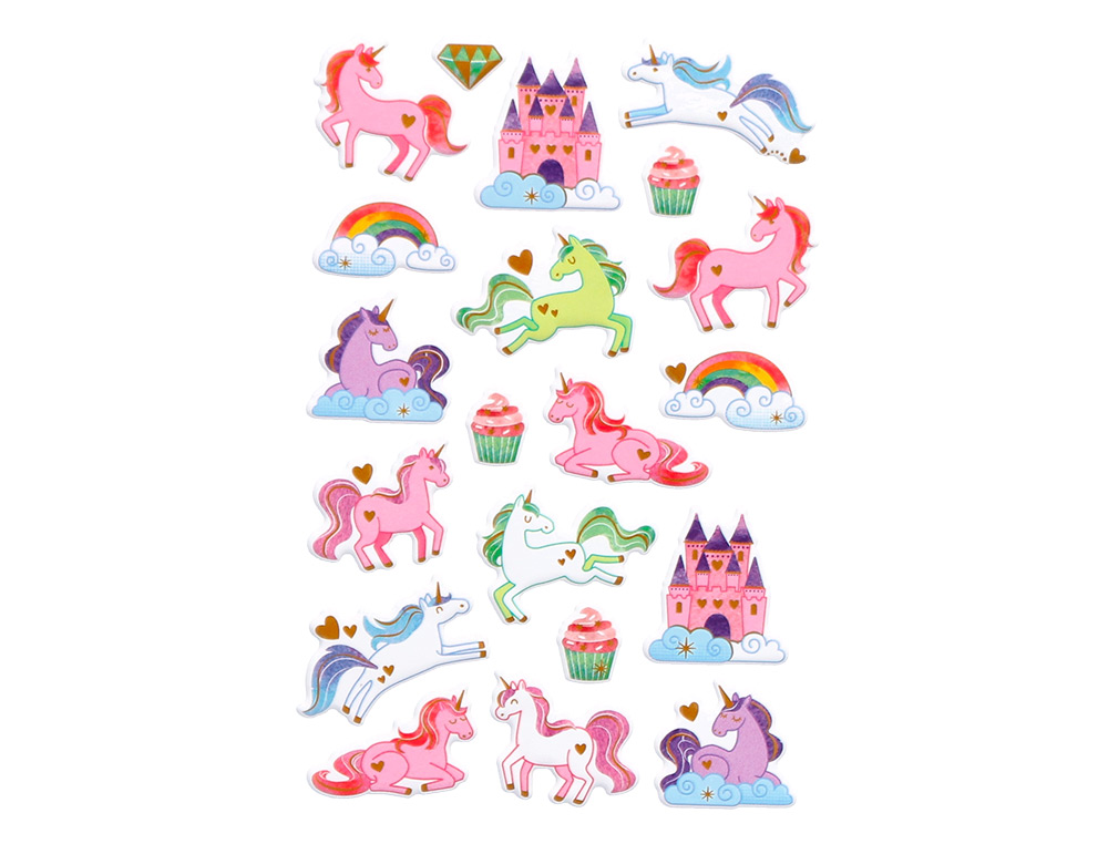 AUTOCOLANTES IMAGINOVO UNICORNIOS MAGIC DREAMS COM RELEVO 190X105 MM EM BLISTER