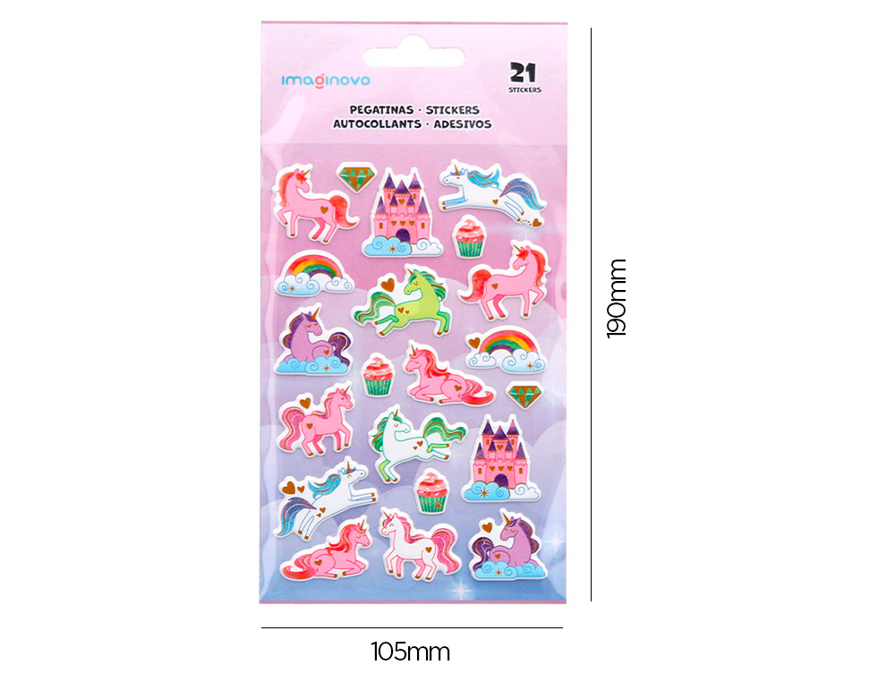 AUTOCOLANTES IMAGINOVO UNICORNIOS MAGIC DREAMS COM RELEVO 190X105 MM EM BLISTER