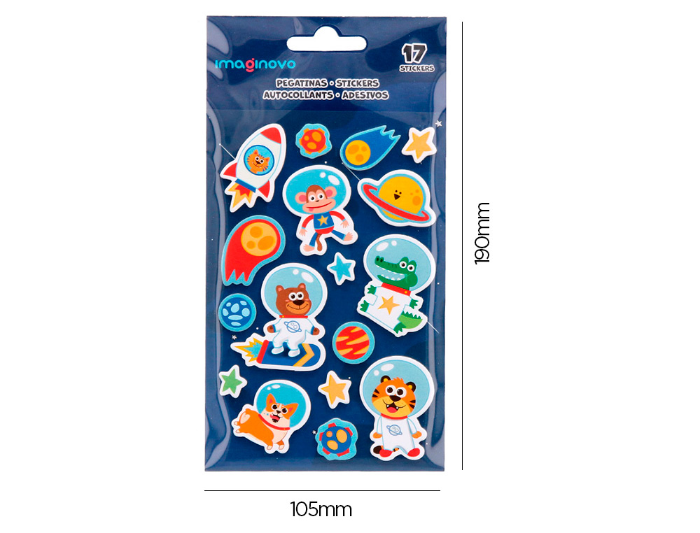 AUTOCOLANTES IMAGINOVO LUMINOSOS ASTRONAUTAS 250X145 MM EM BLISTER