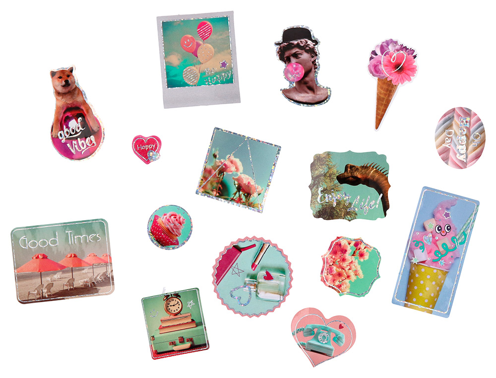 AUTOCOLANTES IMAGINOVO GOOD VIBES DESENHOS SORTIDOS PARA COMPUTADOR 145X140 MM EM BLISTER