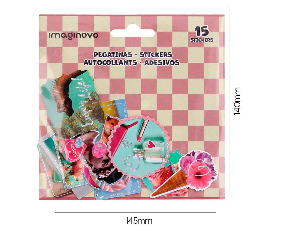 AUTOCOLANTES IMAGINOVO GOOD VIBES DESENHOS SORTIDOS PARA COMPUTADOR 145X140 MM EM BLISTER