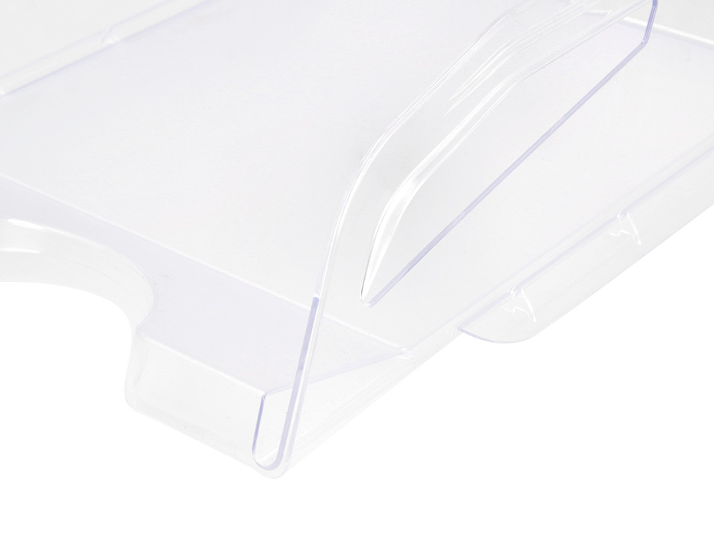 BANDEJA DE SECRETARIA PLASTICO Q-CONNECT GRANDE CAPACIDADE COM ASA TRANSPARENTE 386X270X115MM