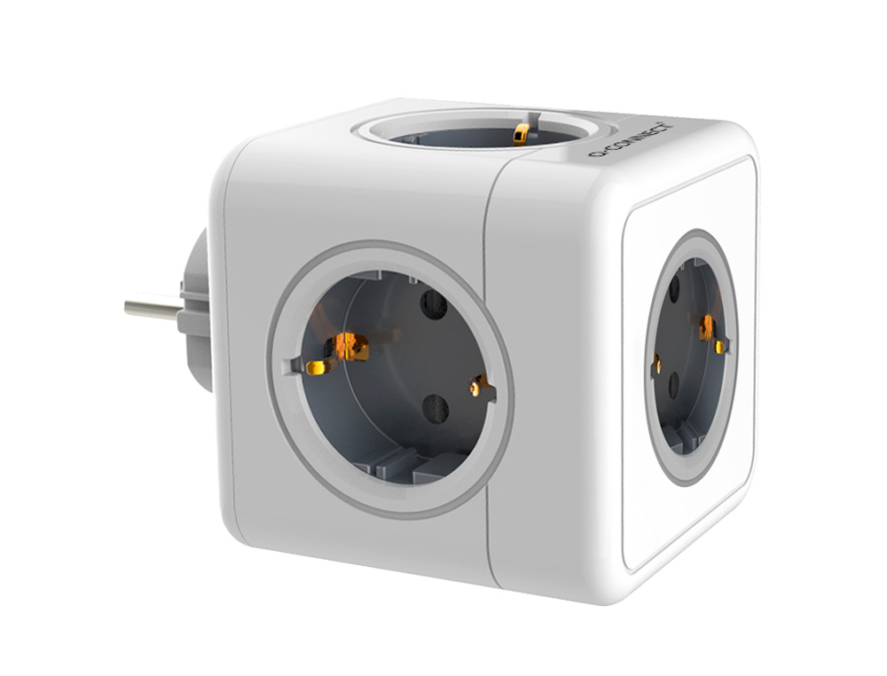 EXTENSAO Q-CONNECT EM CUBO MULTIPLA 5 EM 1 DIRETO PAREDE 5 TOMADAS DE CORRENTE 75X75X112MM