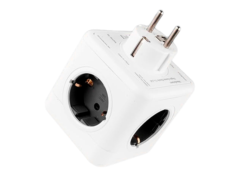 EXTENSAO Q-CONNECT EM CUBO MULTIPLA 5 EM 1 DIRETO PAREDE 5 TOMADAS DE CORRENTE 75X75X112MM