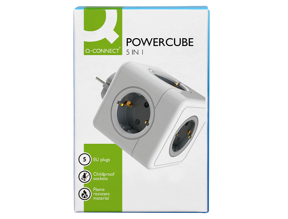 EXTENSAO Q-CONNECT EM CUBO MULTIPLA 5 EM 1 DIRETO PAREDE 5 TOMADAS DE CORRENTE 75X75X112MM