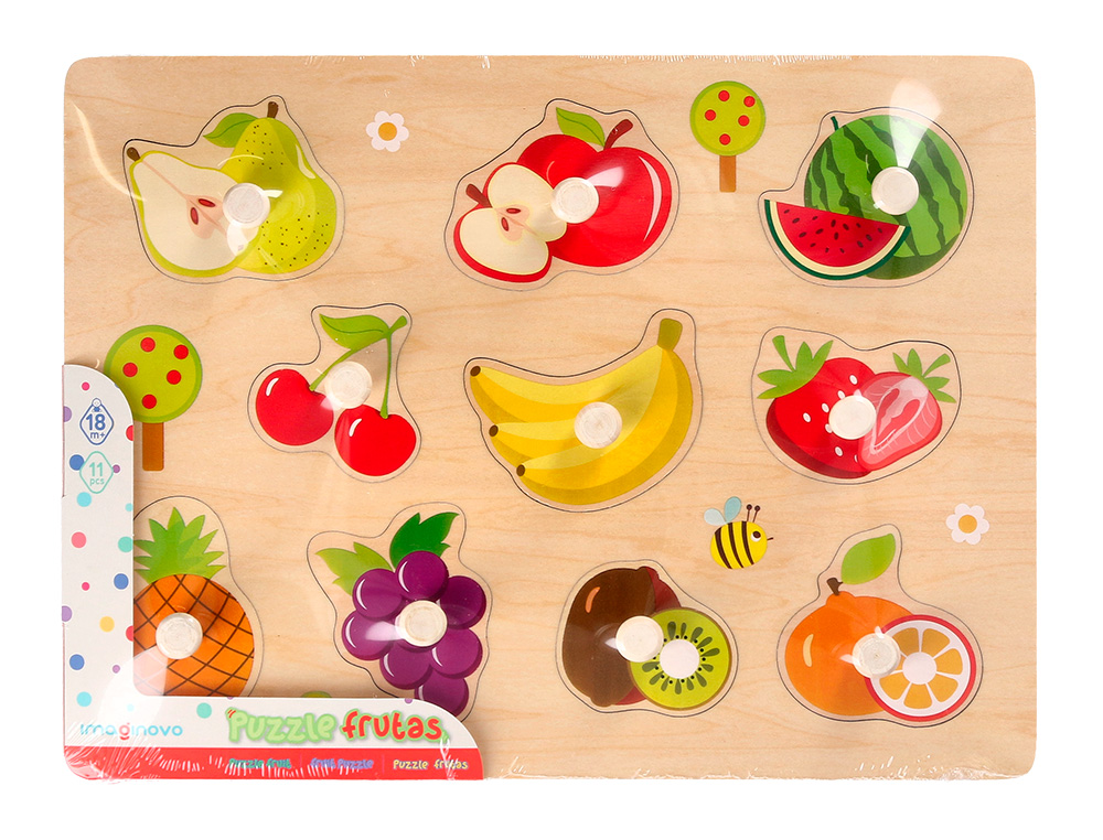 PUZZLE INFANTIL IMAGINOVO MADEIRA FRUTAS +18 MESES 10 PECAS 30X22,5X1,5CM