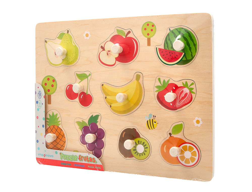 PUZZLE INFANTIL IMAGINOVO MADEIRA FRUTAS +18 MESES 10 PECAS 30X22,5X1,5CM