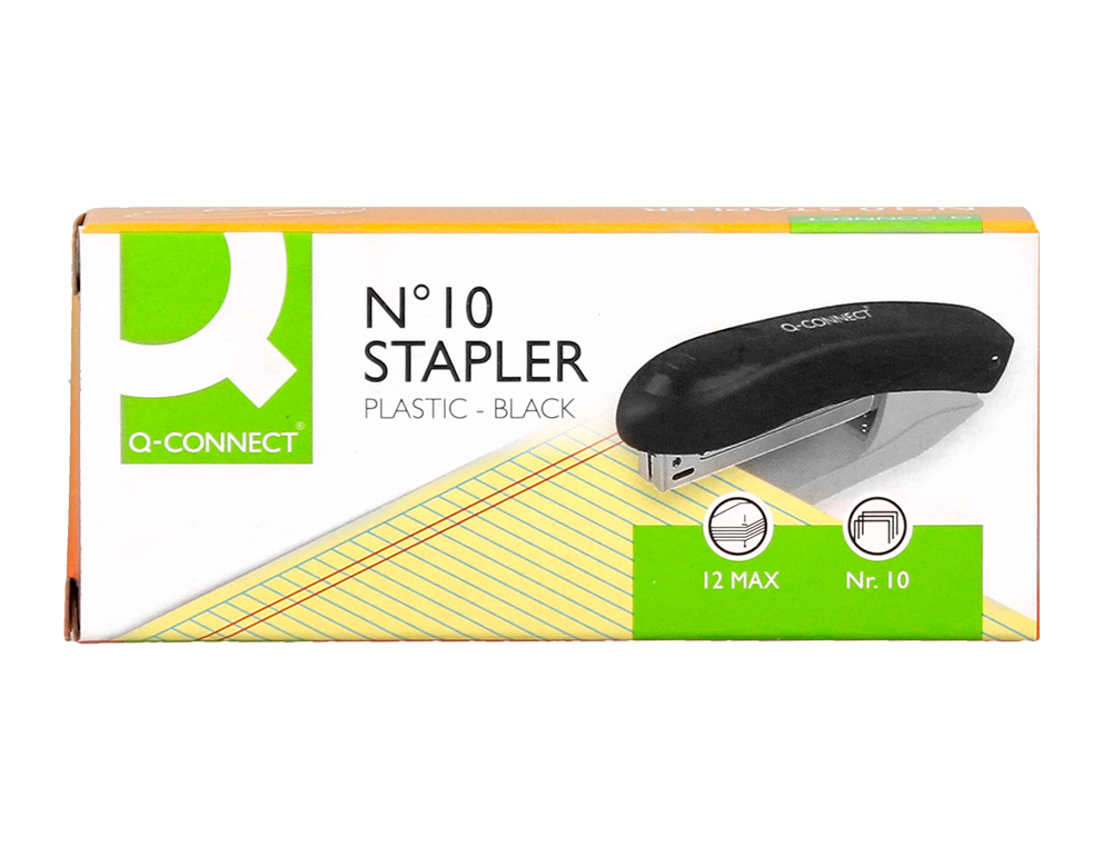 AGRAFADOR Q-CONNECT KF14212 PLASTICO CAPACIDADE 10 FOLHAS USA AGRAFES NUMERO 10