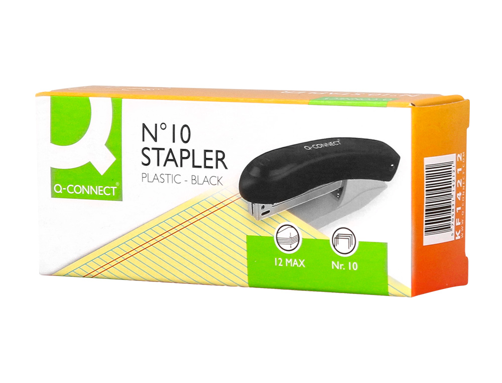 AGRAFADOR Q-CONNECT KF14212 PLASTICO CAPACIDADE 10 FOLHAS USA AGRAFES NUMERO 10