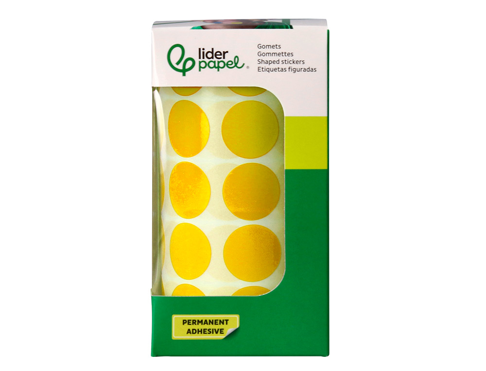 ETIQUETAS ESCOLAR LIDERPAPEL AUTOADESIVAS CIRCULOS 20 MM AMARELO ROLO DE 2000 UNIDADES EM CAIXA DE CARTAO