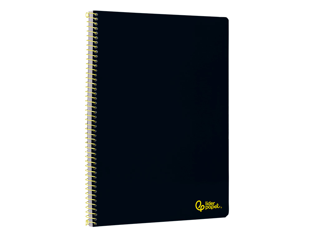 CADERNO ESPIRAL LIDERPAPEL SMART DIN A4 CAPA SUAVE 80 F 75GR PAUTADO COM MARGEM COR PRETO