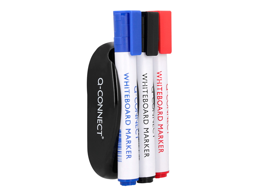 APAGADOR Q-CONNECT MAGNETICO COM MARCADOR PRETO VERMELHO E AZUL PARA QUADRO BRANCO